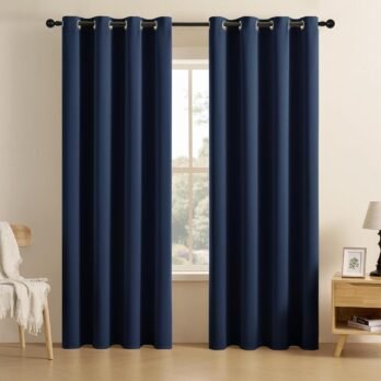 Navy Blue Blackout Curtains – 84″ (2 Panels)